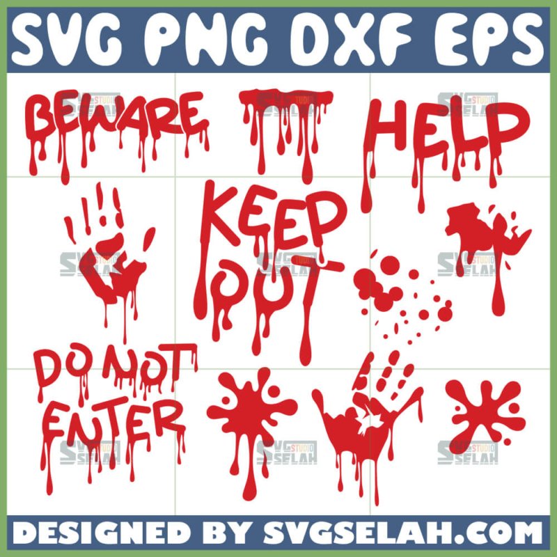 Blood Splatter SVG Bloody Handprint Drips SVG Serial Killer Horror