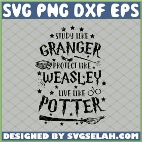 Harry Potter Study Like Granger Weasley Live Like Potter Book Broom Wand SVG PNG DXF EPS 1