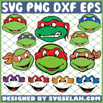 Teenage Mutant Ninja Turtles Head Mask Face SVG Bundle, Tmnt SVG, PNG ...