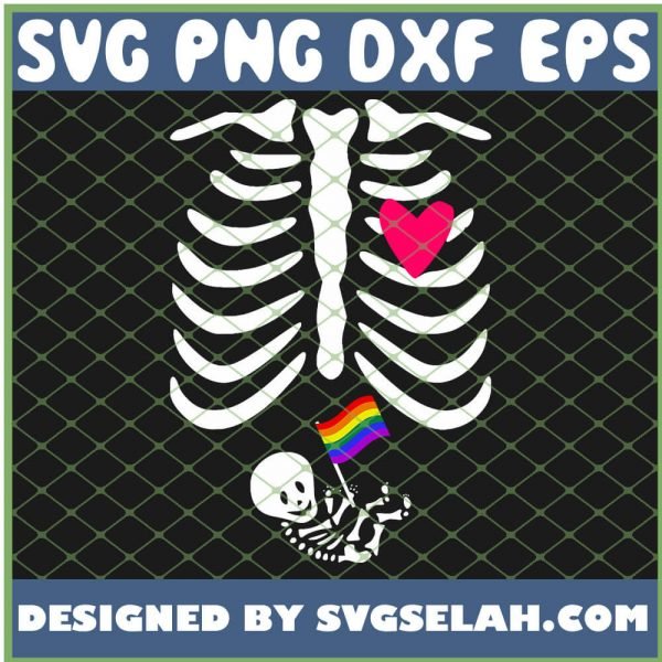 Pregnant Gay Mom Lgbt Pride Flag Rib Cage Funny SVG PNG DXF EPS 1