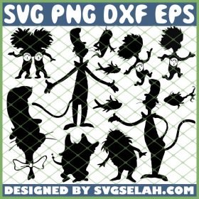 The Cat In The Hat Characters Shilhoutte SVG PNG DXF EPS 1