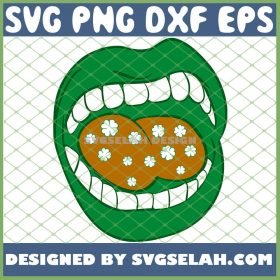 Green St PatrickS Day Mouth Open Four Leaf Clover SVG PNG DXF EPS 1