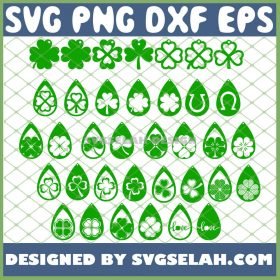 Saint PatrickS Day Leaf Clover Shamrock Earring SVG PNG DXF EPS 1