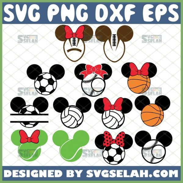Mickey Minnie Mouse Sport Svg Football Soccer Baseball Tennis Basketball Volleyball Disney Svg Bundle 1 