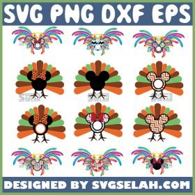 Turkey Mickey Svg Bundle Disney Thanksgiving Svg Mickey Minnie Mouse Head Split Monogram Svg 1 