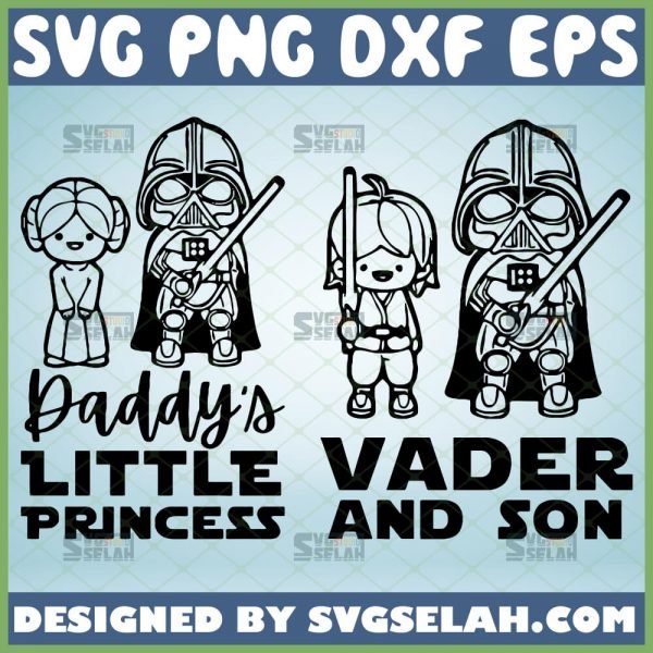 darth vader and son daddys little princess star wars svg couple maching diy shirts for son and daughter 1 