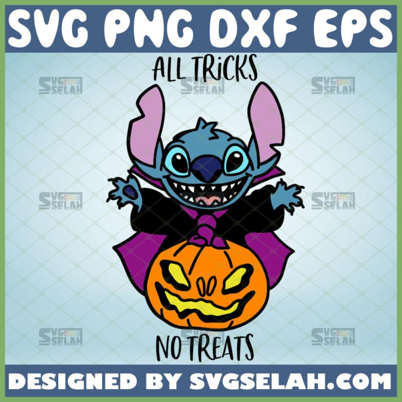 Stitch Halloween Svg All Tricks No Treats Disney Svg File For Cricut Png Dxf Eps Svg Selah 9548