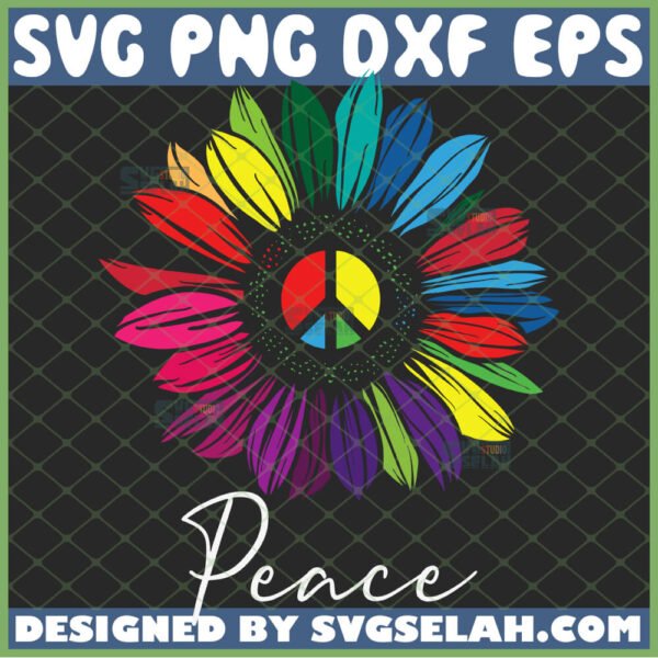 color sunflower peace sign hippie svg