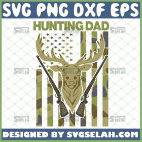 hunting dad camo flag svg deer and rifle svg