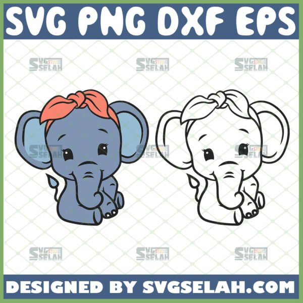 cute elephant svg baby elephant outline svg