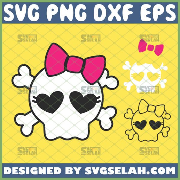 cute girl skull svg