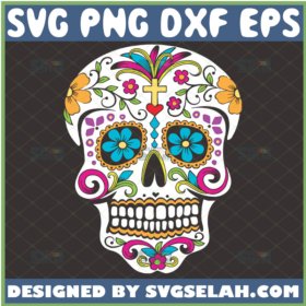 day of the dead svg halloween sugar skull flower svg