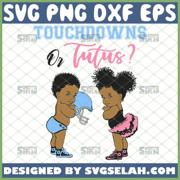 touchdown or tutus gender reveal svg baby and football