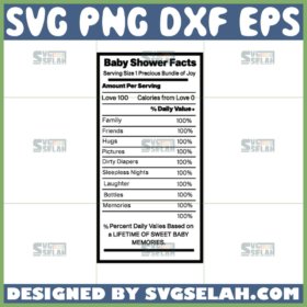 baby shower nutrition facts svg