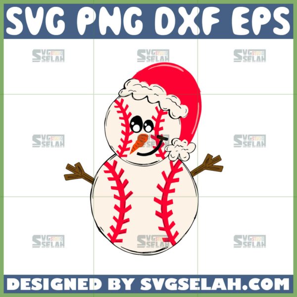 baseball snowman christmas svg