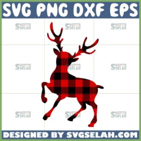 buffalo plaid reindeer christmas svg