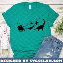 Dinosaur Pulling Santa's Sleigh SVG PNG DXF EPS Dinosaur And Santa's Sleigh Merry Christmas SVG PNG DXF EPS 1