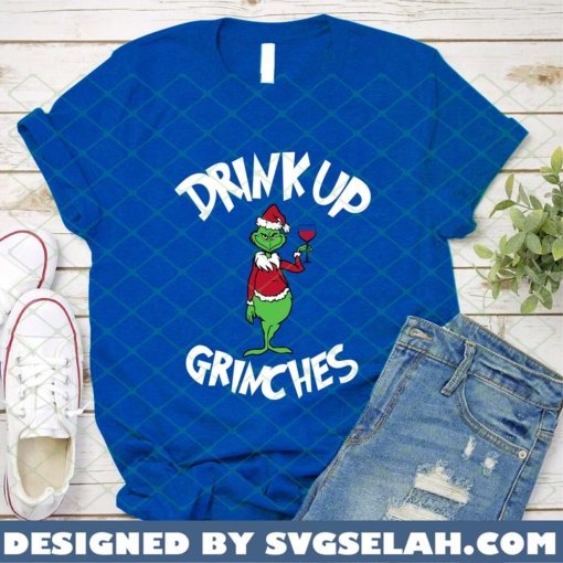 Drink Up Grinches SVG PNG DXF EPS Grinch Holding Wine Glass Christmas SVG PNG DXF EPS 1