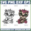 sloth with flowers svg cute sloth outline svg sloth floral svg