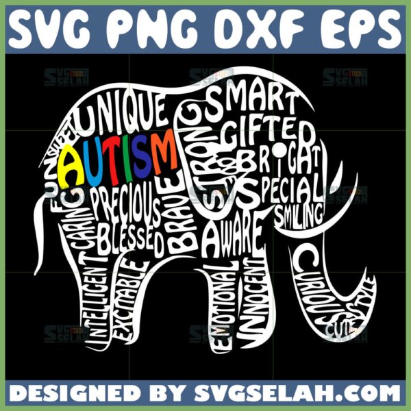 autism awareness elephant svg