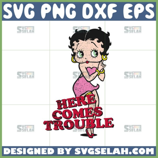 betty boop here comes trouble svg