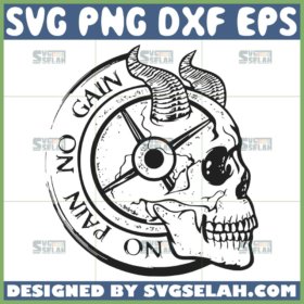 skullcap no pain no gain svg