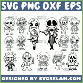 baby horror characters outline svg bundle