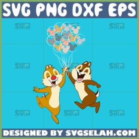 funny chip and dale with mickey balloon svg