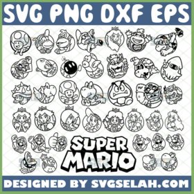 mario characters outline svg bundle