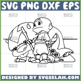 the last airbender avatar aang and appa momo outline svg