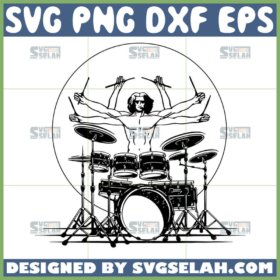 vitruvian drummer svg rock music svg