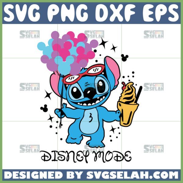 funny stitch disney mode svg stitch with balloon and ice cream svg