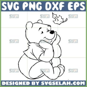 disney winnie the pooh with leaf outline svg