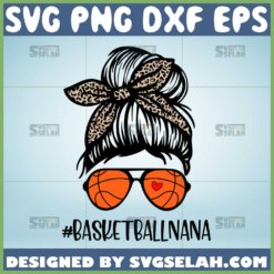 messy bun basketball nana svg