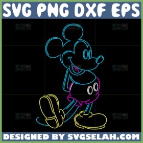 neon mickey disney svg disney mickey mouse neon line portrait svg