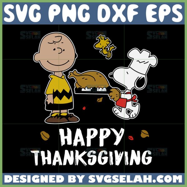 snoopy and charlie brown happy thanksgiving svg